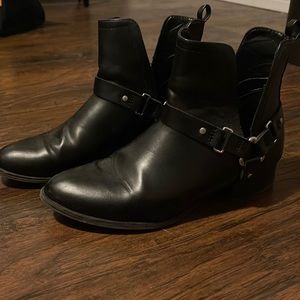 Black leather boots